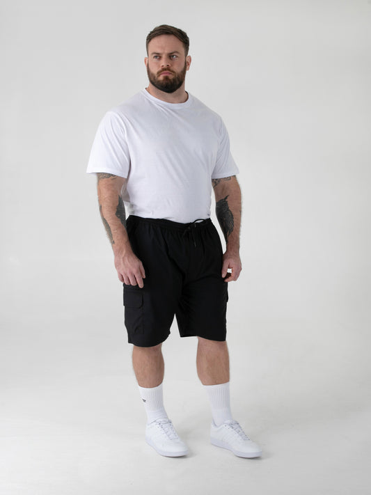 THOMAS -D555 Black Full Elastic Waist Stretch Shorts