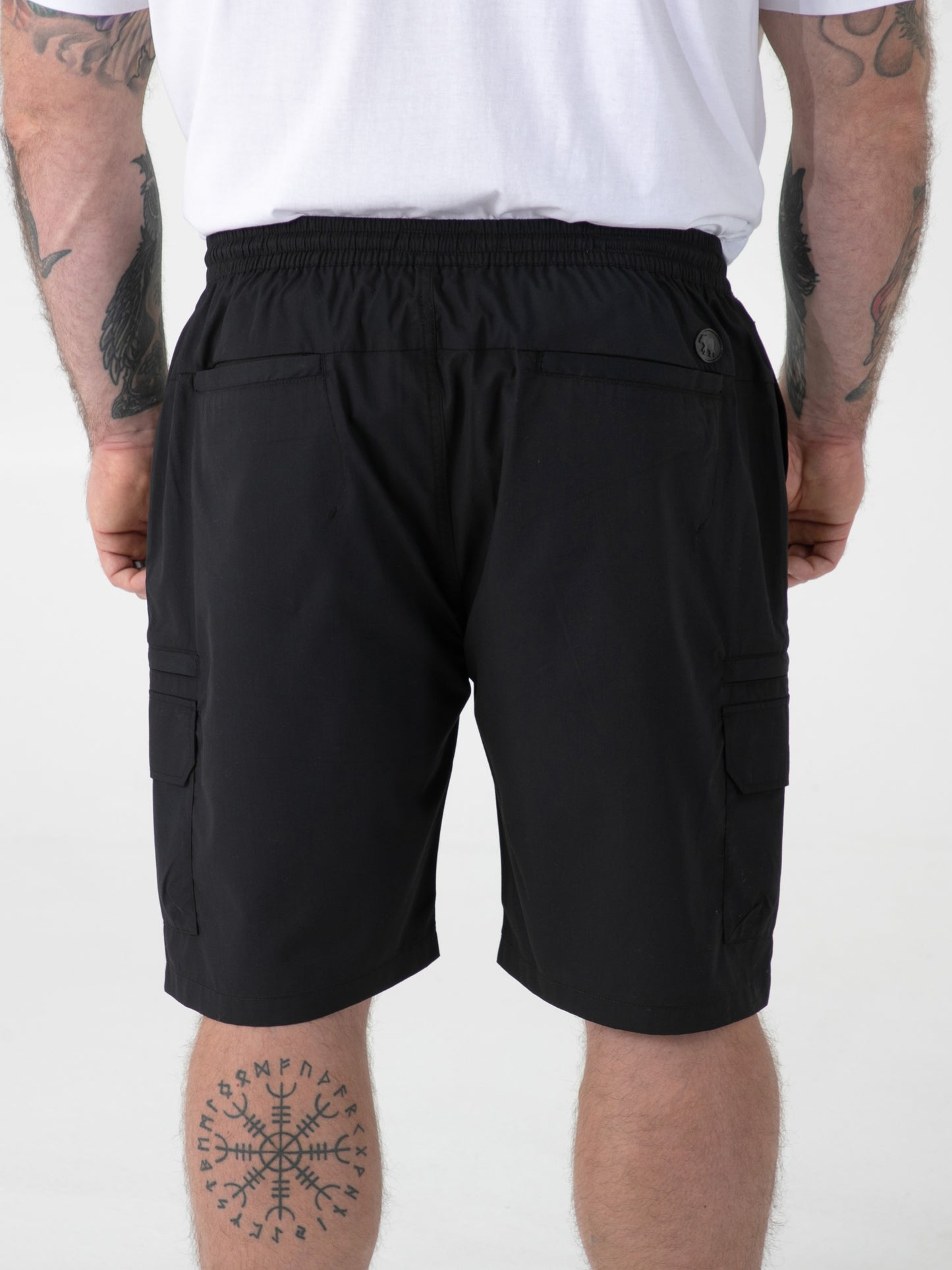 THOMAS -D555 Black Full Elastic Waist Stretch Shorts