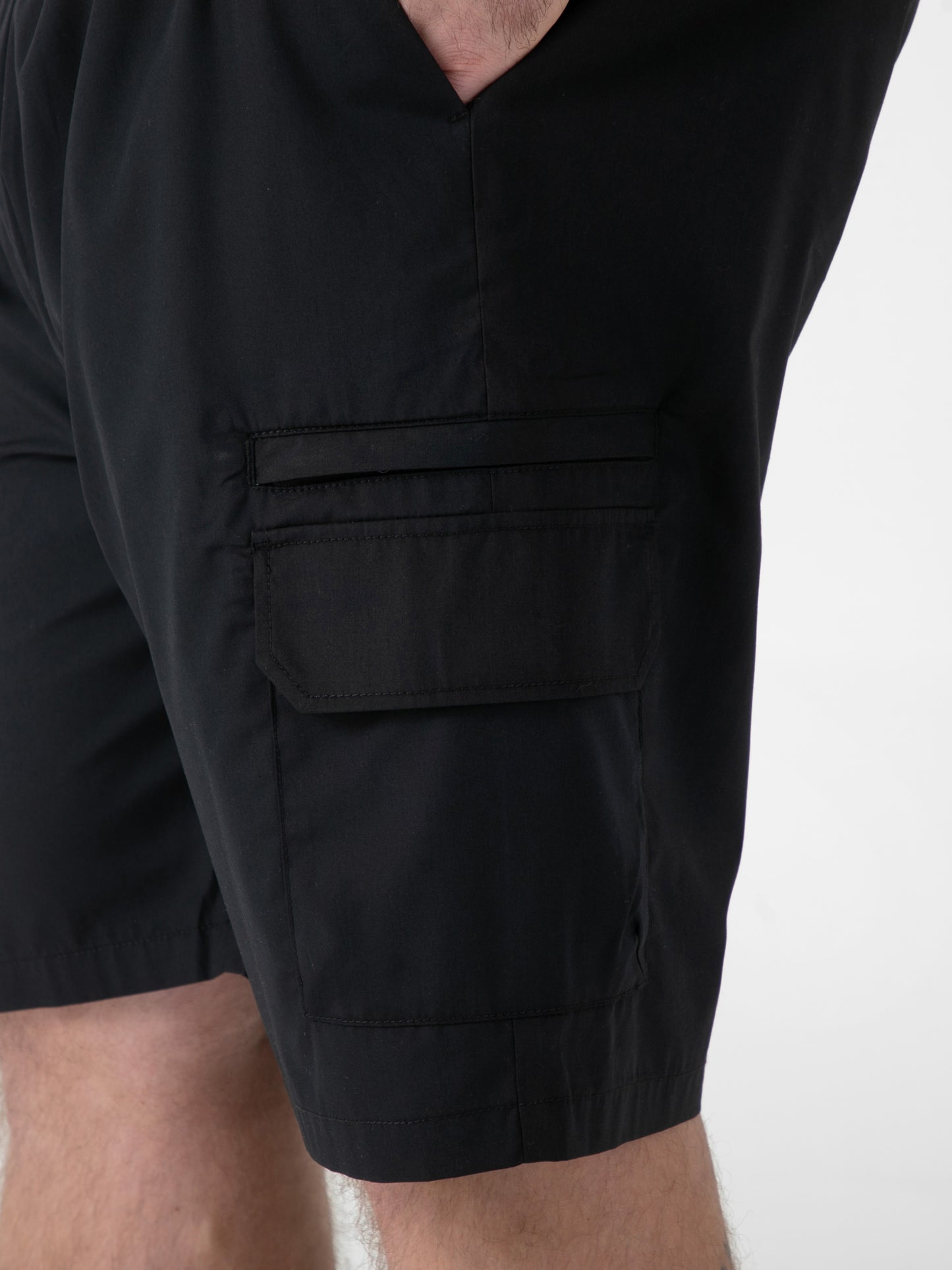 THOMAS -D555 Black Full Elastic Waist Stretch Shorts