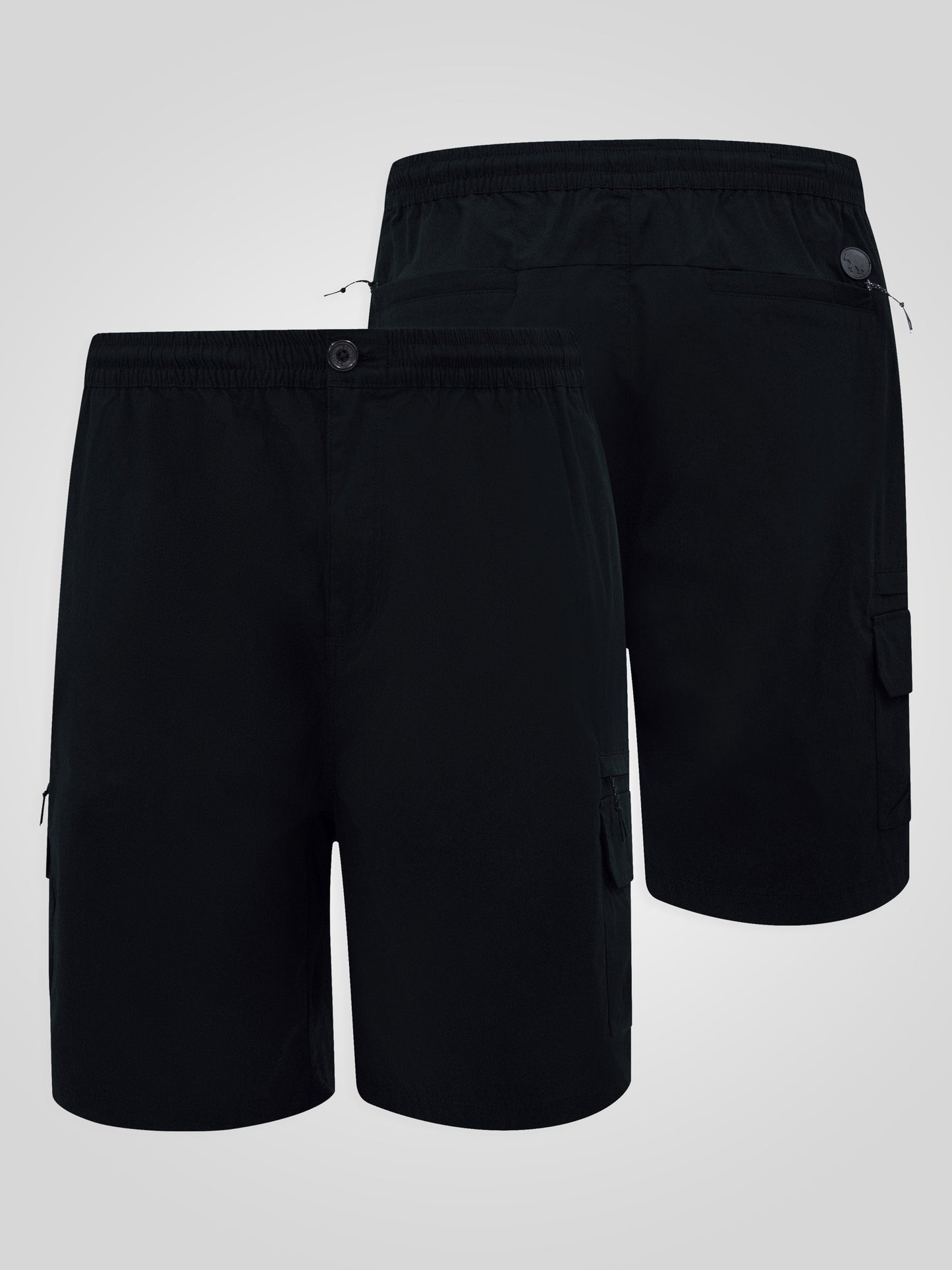 THOMAS -D555 Black Full Elastic Waist Stretch Shorts