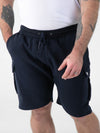 ROBINSON 2 -D555 Navy Blue Elasticated Waist Fleece Cargo Shorts with Bear Logo