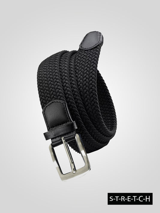 SIMON -D555 Black Stretch Braided Belt