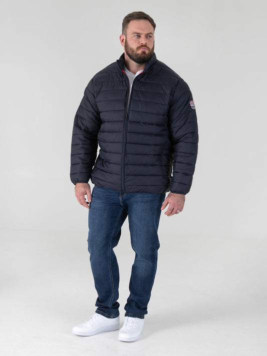 ROWLAND -D555 Navy Blue Puffer Jacket with Sleeve Patch