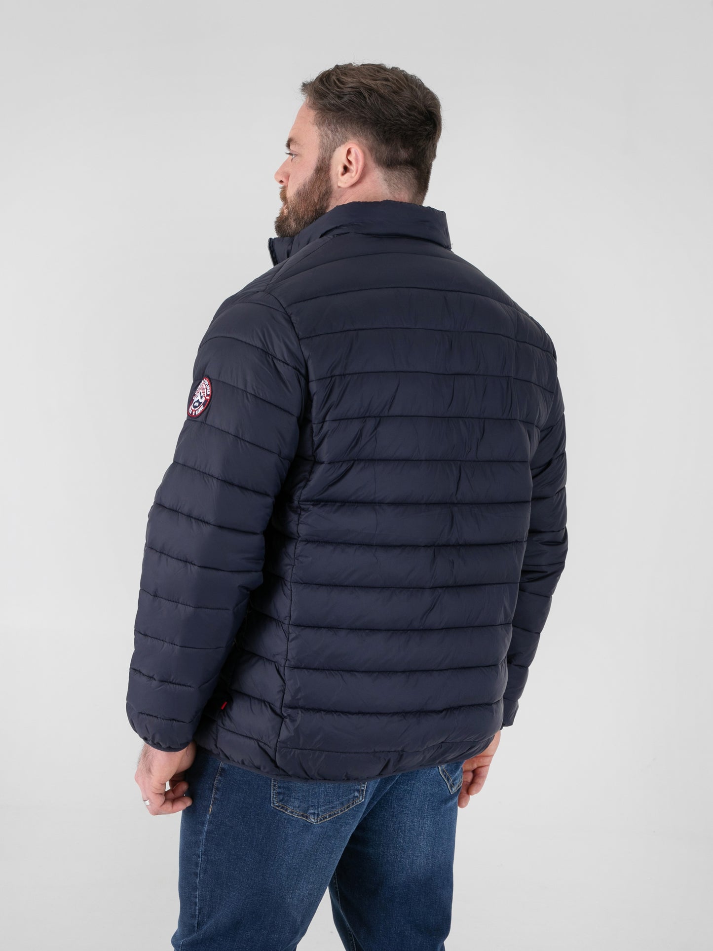 ROWLAND -D555 Navy Blue Puffer Jacket with Sleeve Patch
