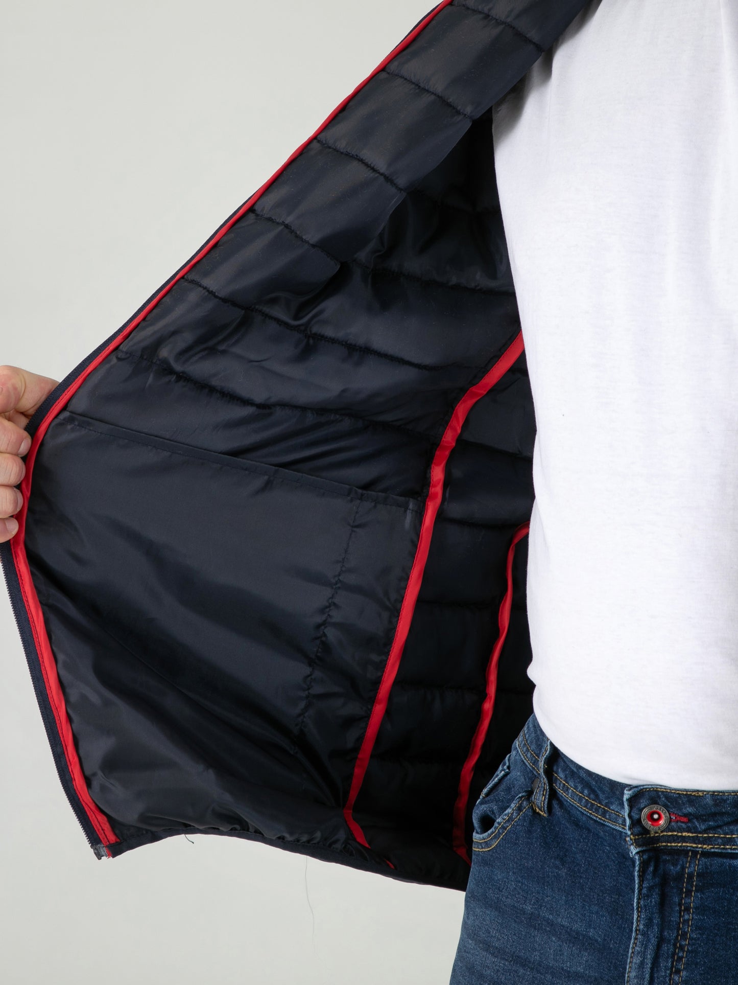 ROWLAND -D555 Navy Blue Puffer Jacket with Sleeve Patch