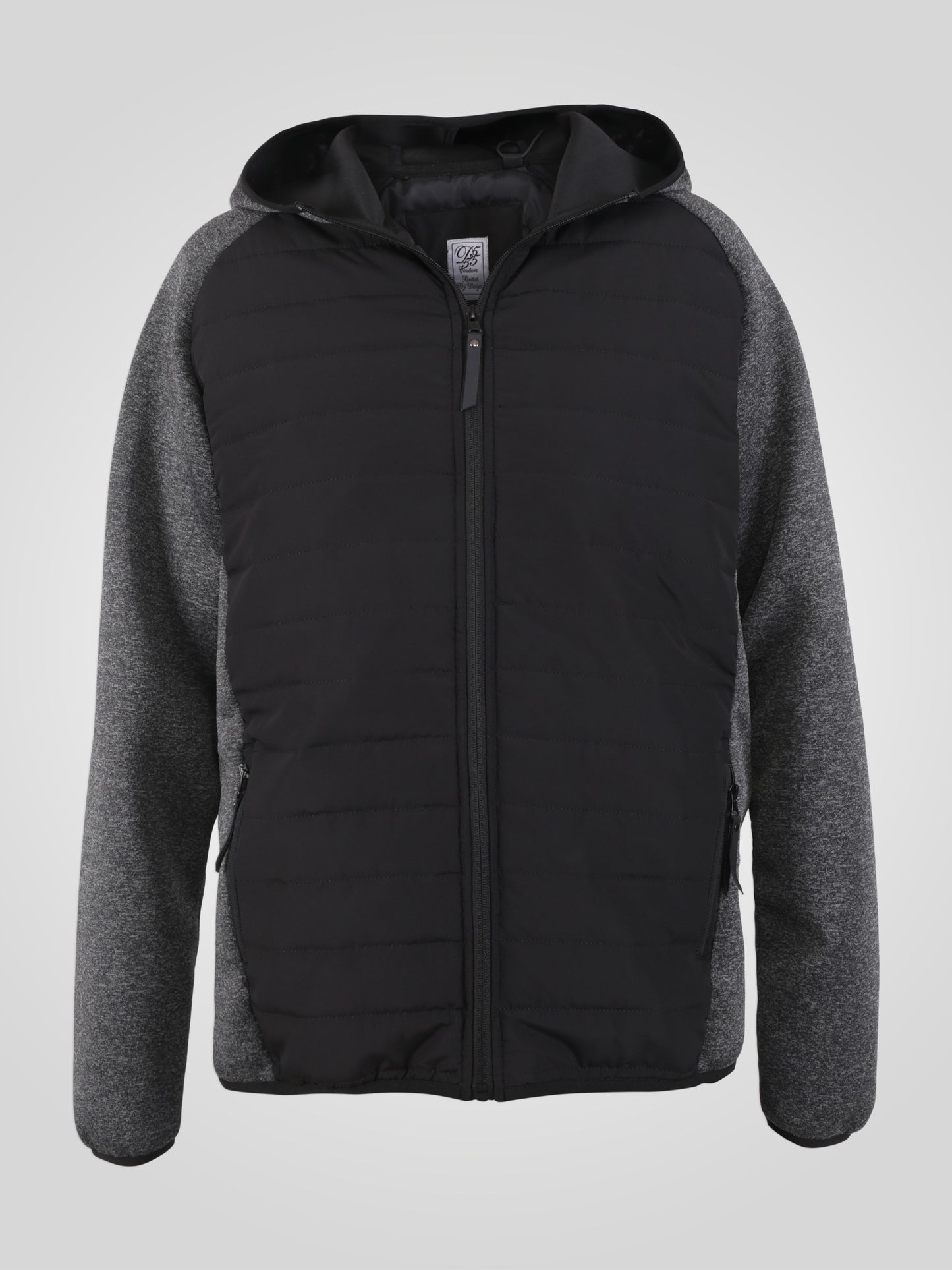 HIGHAMPTON -D555 Black/Charcoal Quilted Jacket with Fleece Sleeves