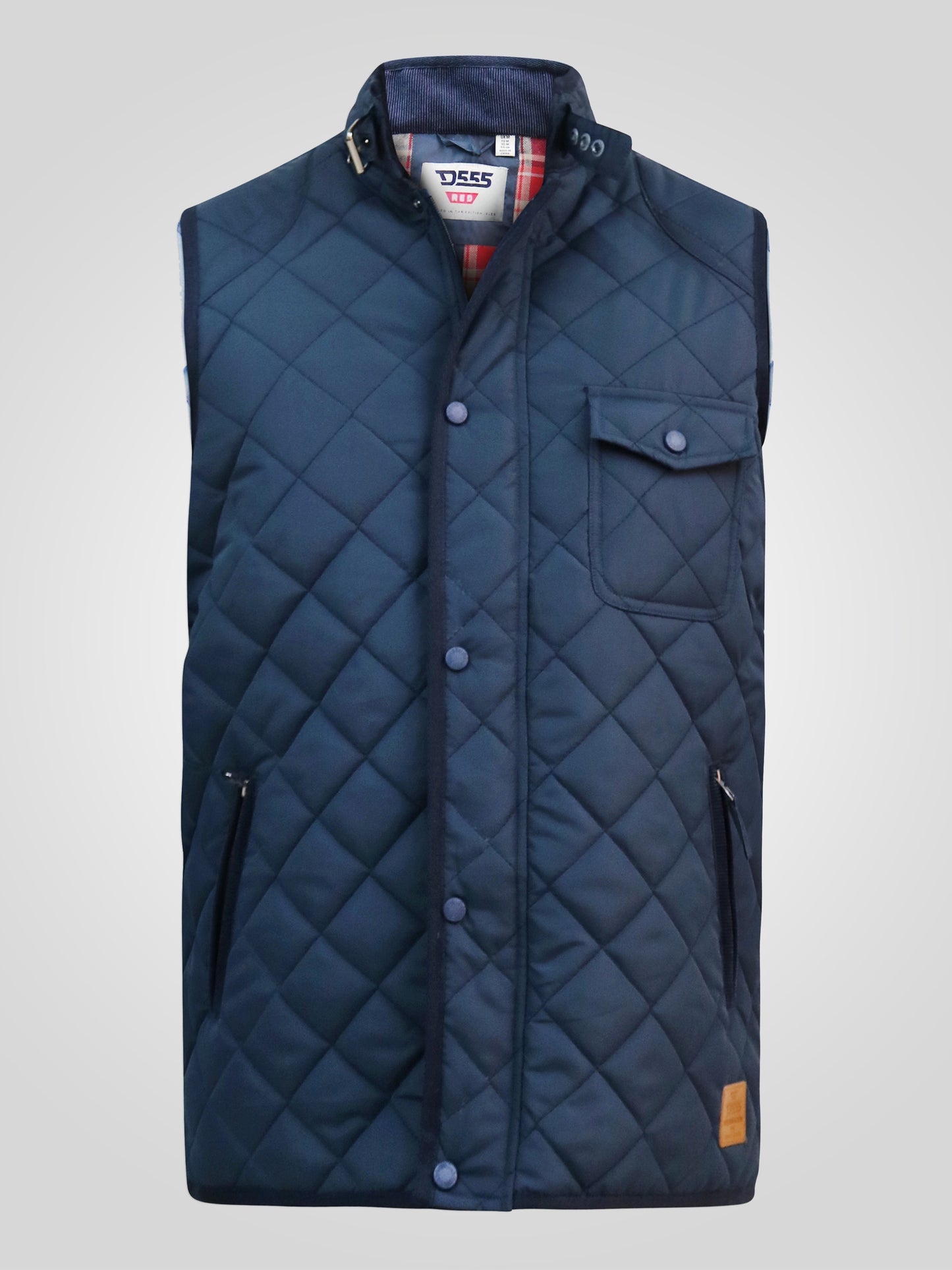 NIGHTINGALE -D555 Navy Blue Quilted Gilet Jacket with Corduroy Trims