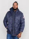 ANGUS -D555 Navy Blue Diamond Quilted Puffer Jacket with Hood