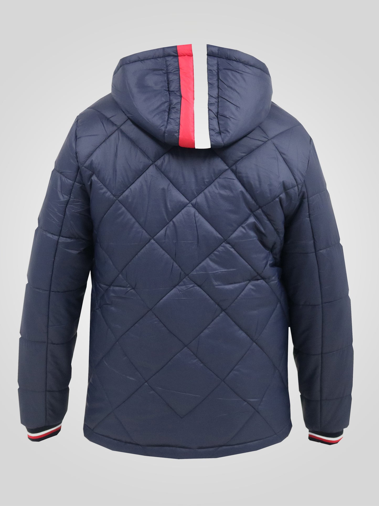 ANGUS -D555 Navy Blue Diamond Quilted Puffer Jacket with Hood
