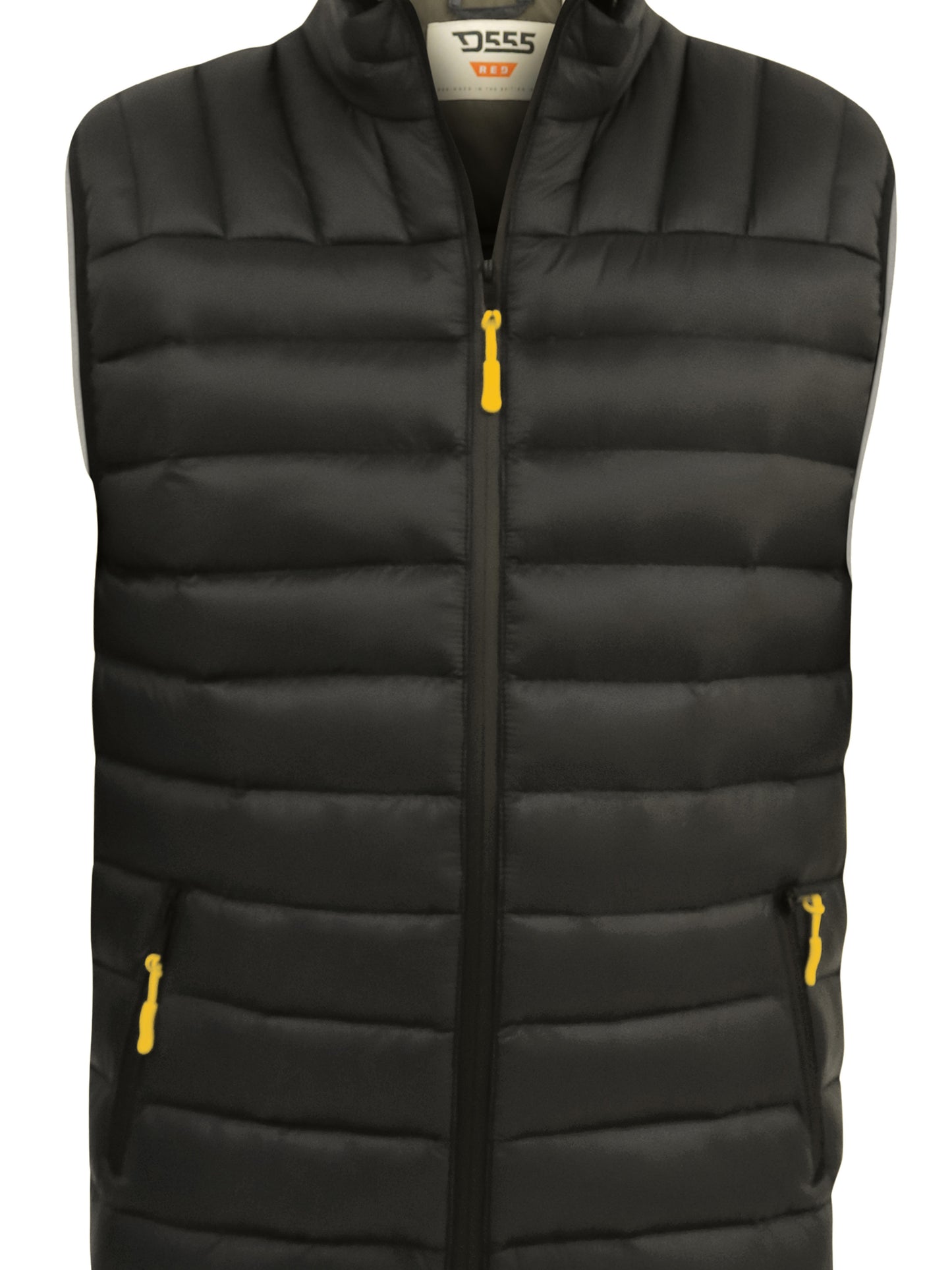 WICKHAM 2 -D555 Black Puffer Gilet with Khaki Lining