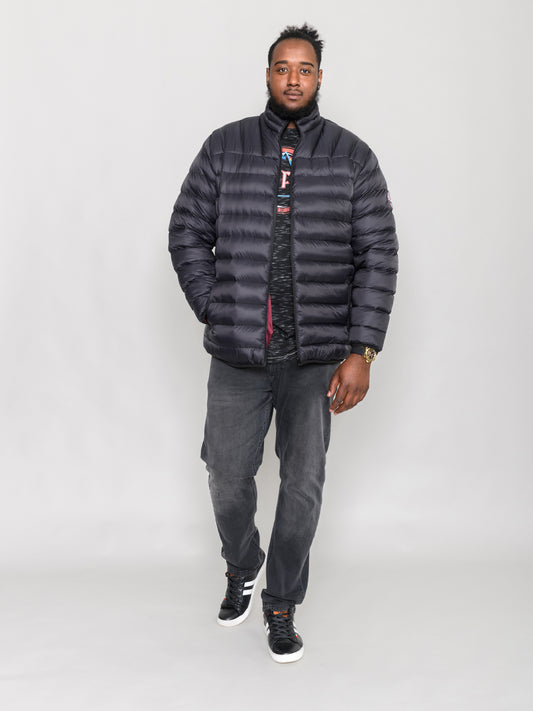 LIMEHOUSE 2 -D555 Black Puffer Jacket with Sleeve Patch