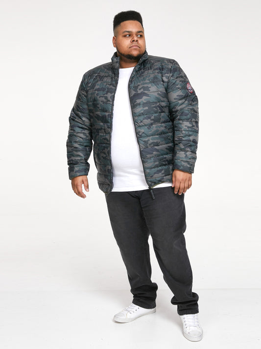 PETER -D555 Green Camouflage Camo Printed Puffer Jacket
