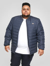 JEREMY 1-D555 Navy Puffer Jacket With Rib Collar And Tipping