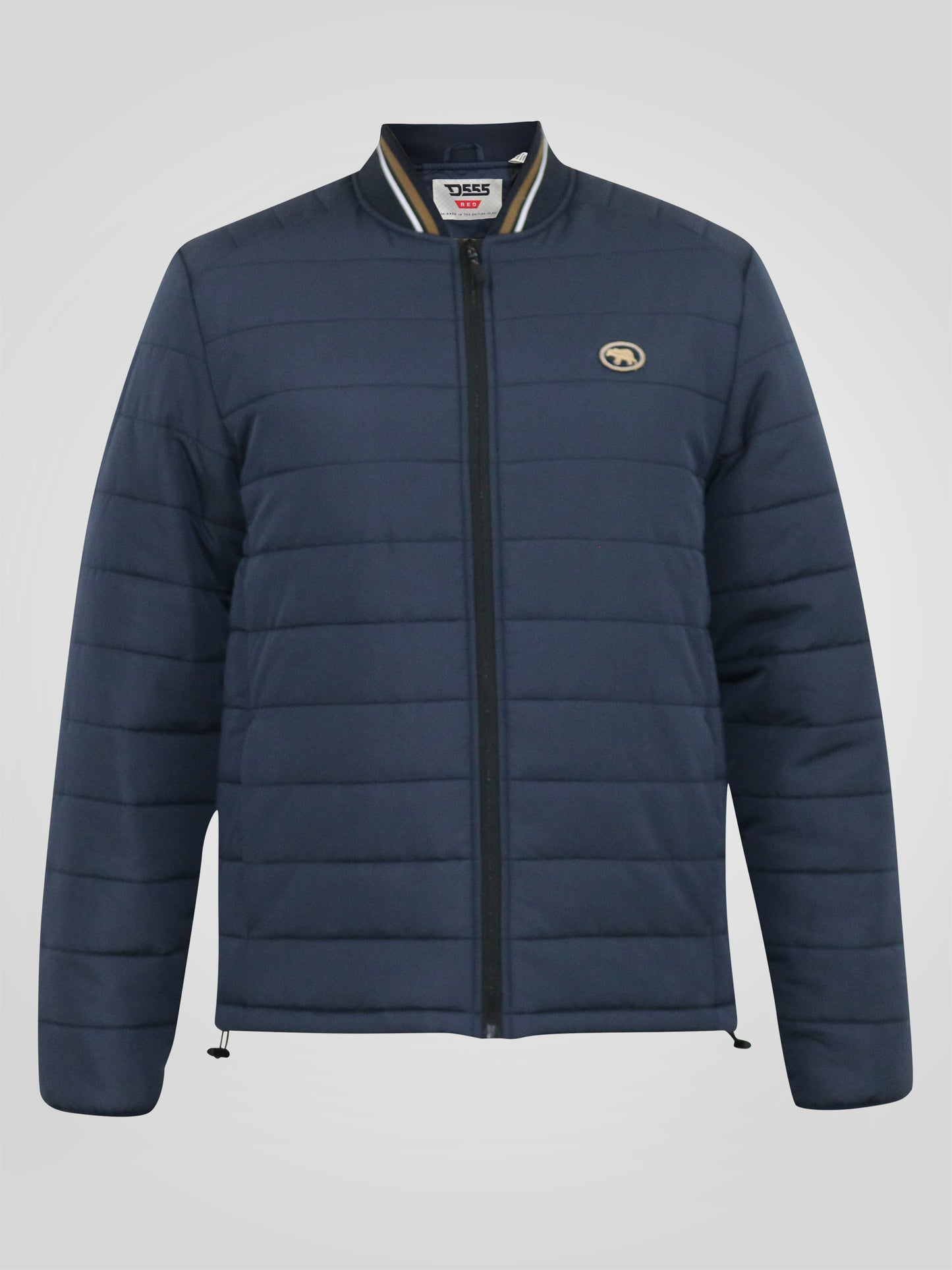 JEREMY 1-D555 Navy Puffer Jacket With Rib Collar And Tipping