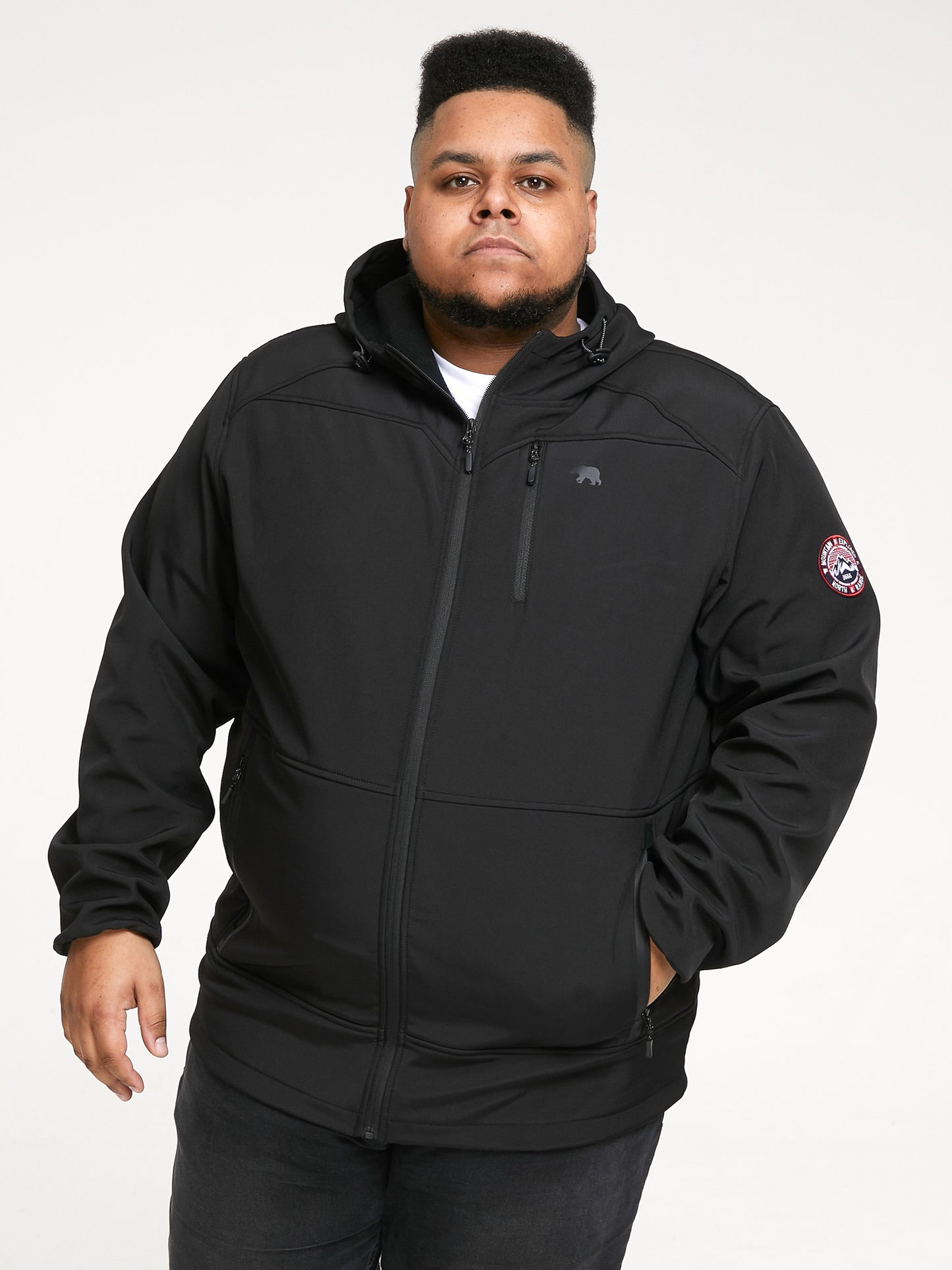 CHRISTOPHER -D555 Black Soft Shell Hooded Jacket