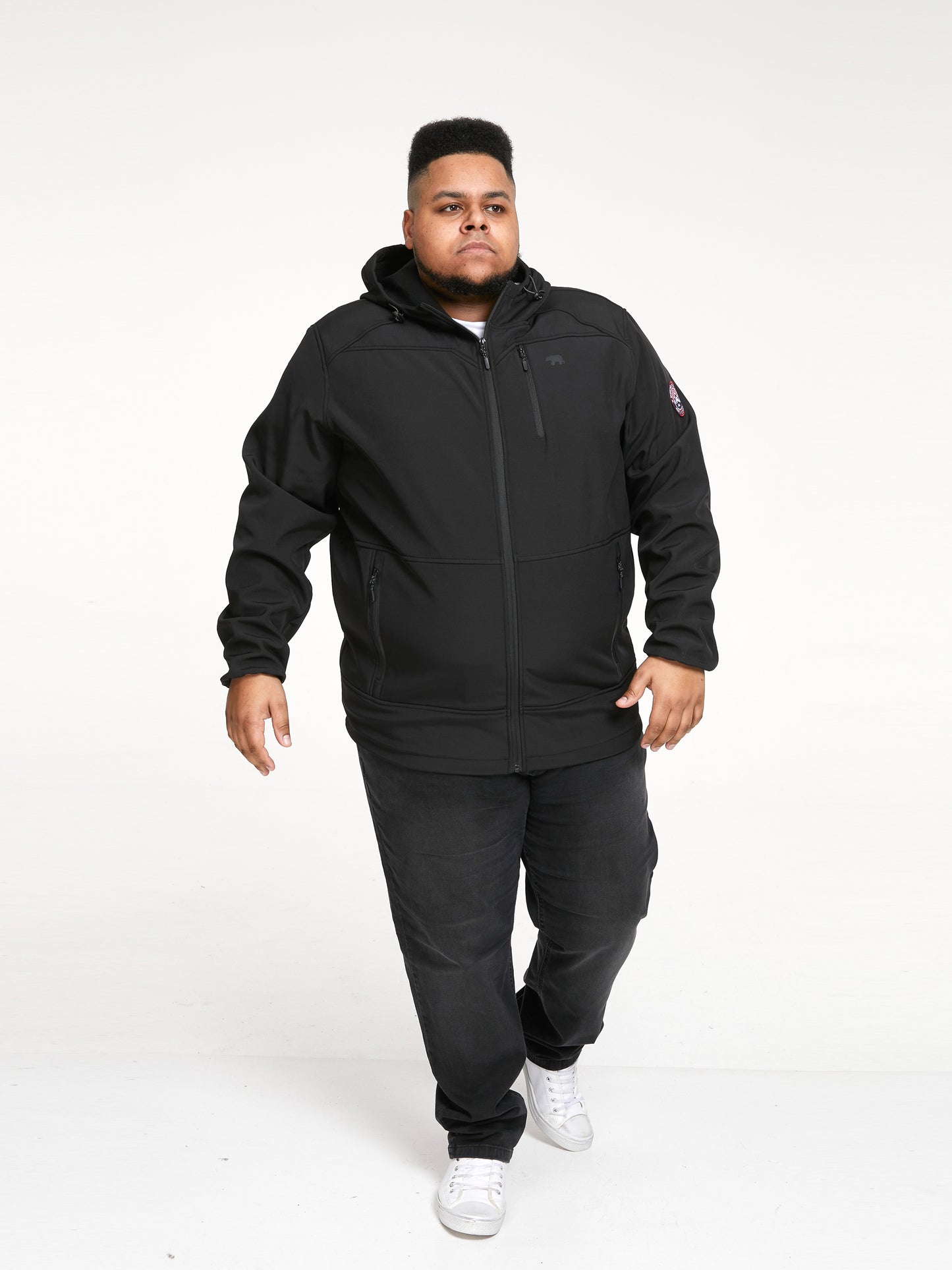 CHRISTOPHER -D555 Black Soft Shell Hooded Jacket