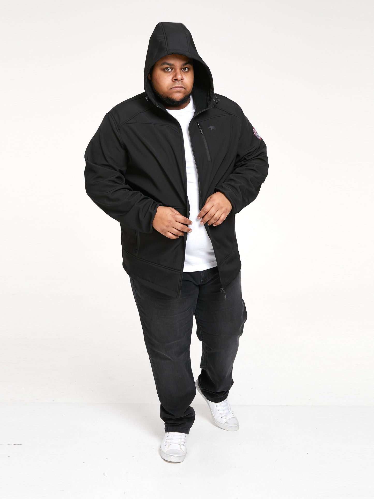 CHRISTOPHER -D555 Black Soft Shell Hooded Jacket