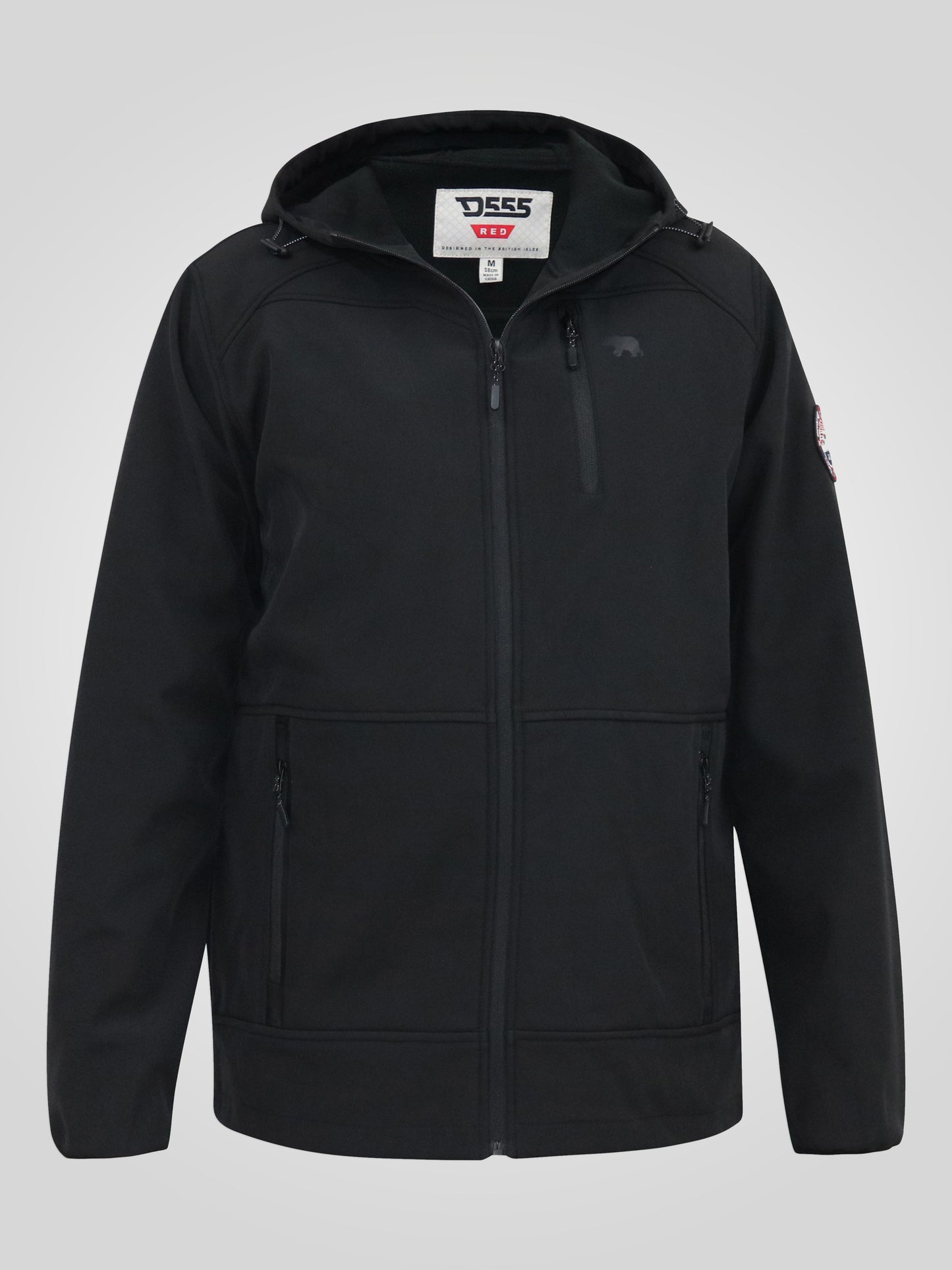 CHRISTOPHER -D555 Black Soft Shell Hooded Jacket