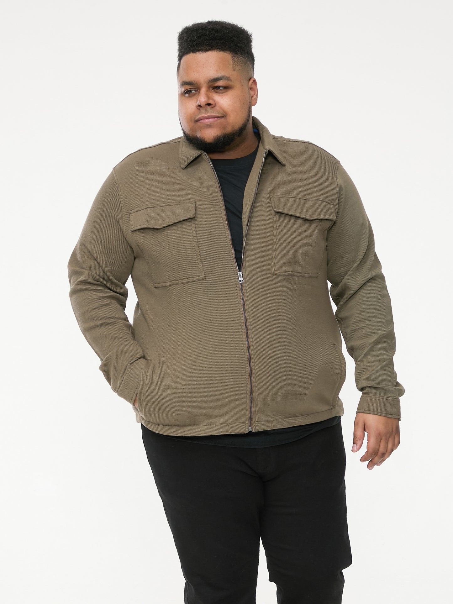LODI -D555 Stone Stretch Zip Through Jacket with Patch Pockets