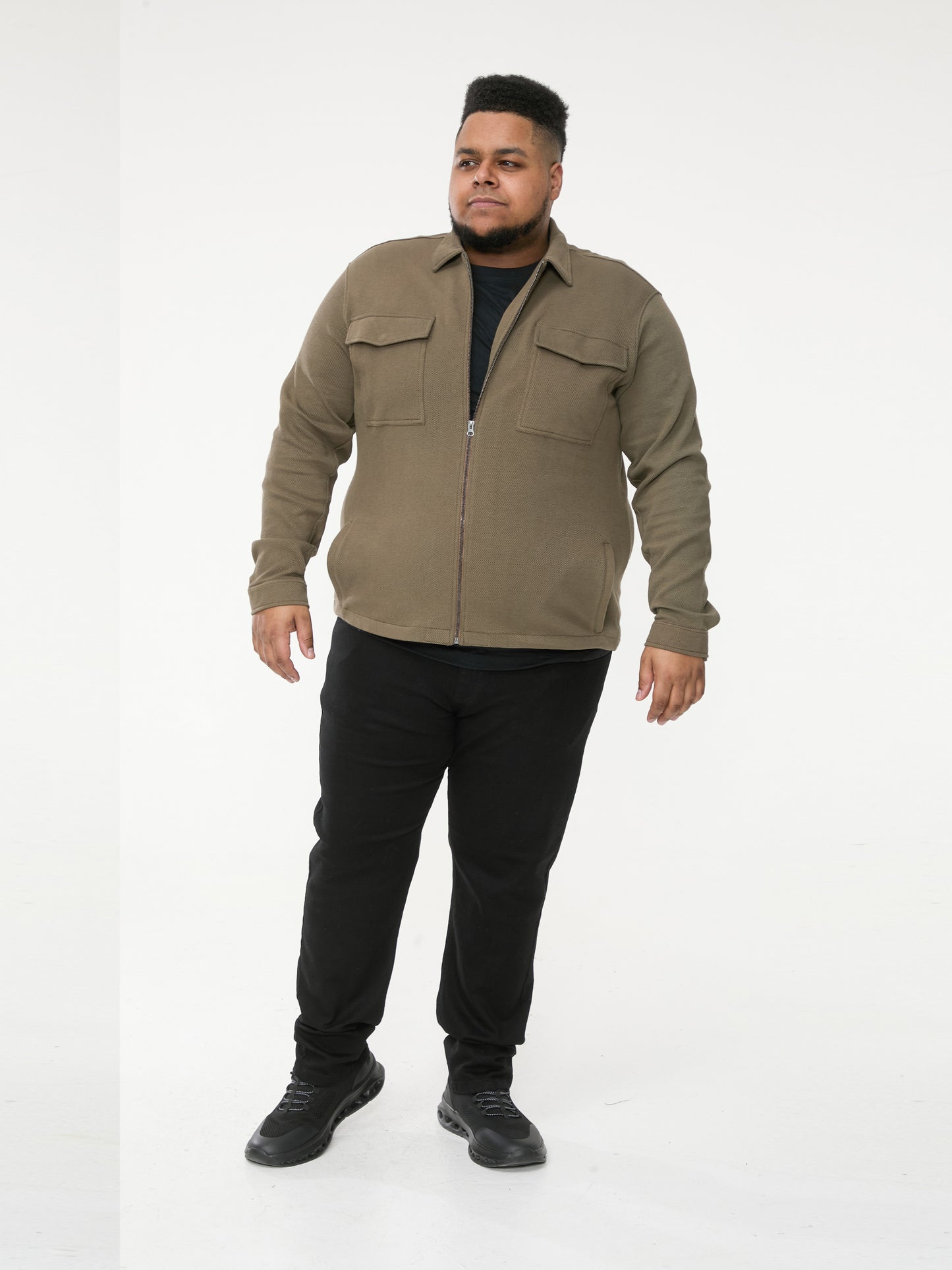 LODI -D555 Stone Stretch Zip Through Jacket with Patch Pockets