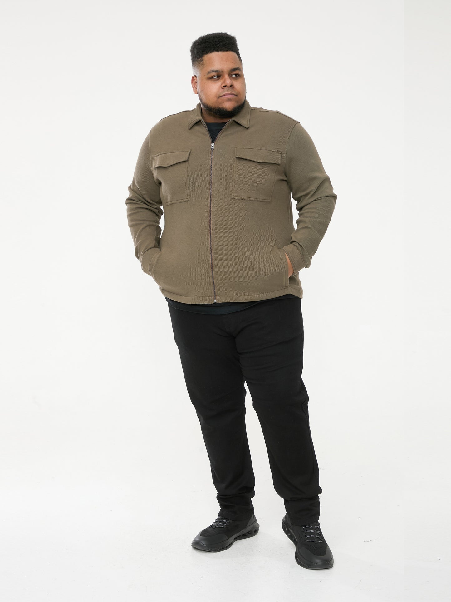 LODI -D555 Stone Stretch Zip Through Jacket with Patch Pockets
