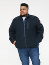SMITH -D555 Navy Blue Zip Through Sherpa Fleece Jacket