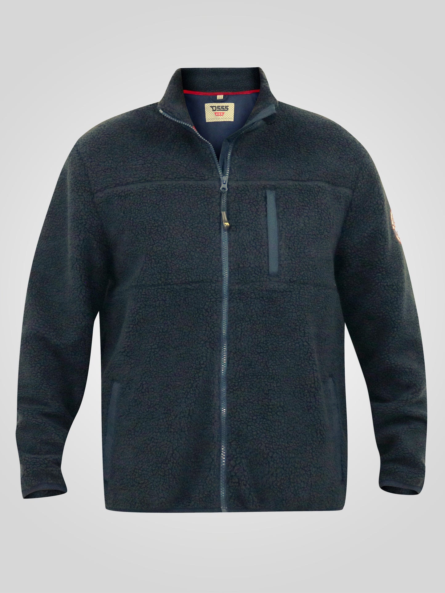SMITH -D555 Navy Blue Zip Through Sherpa Fleece Jacket