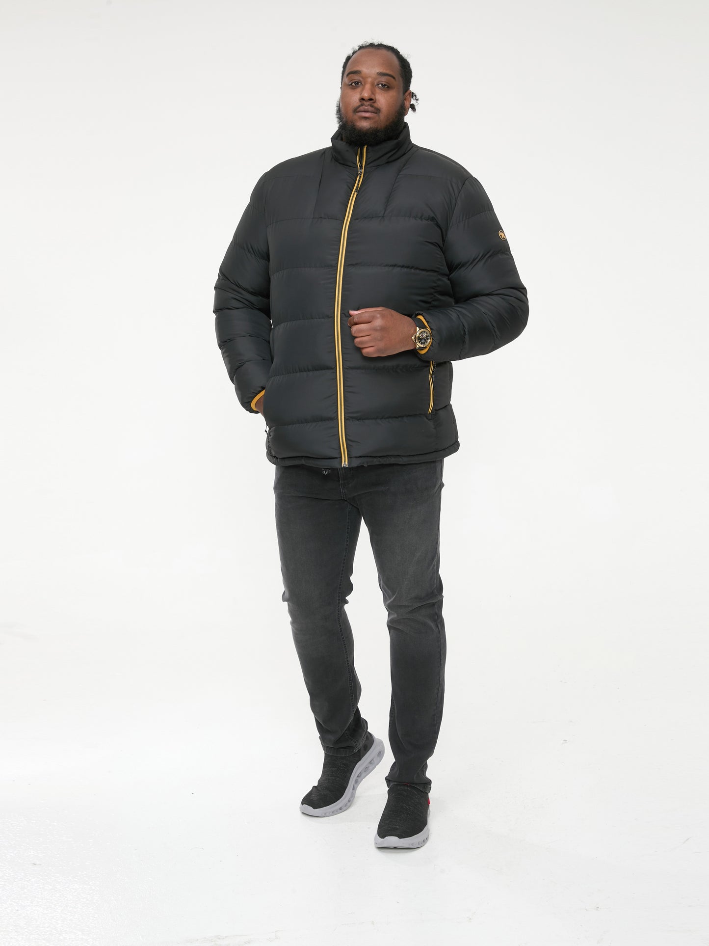 CRISTIANO -D555 Black Puffer Jacket with Binding On Cuffs
