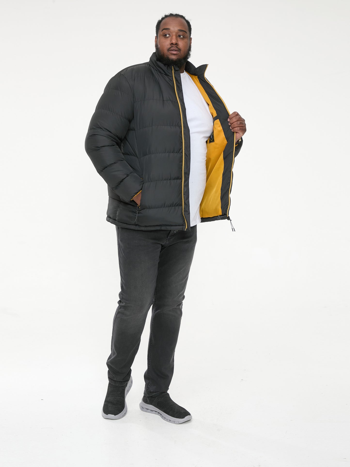 CRISTIANO -D555 Black Puffer Jacket with Binding On Cuffs