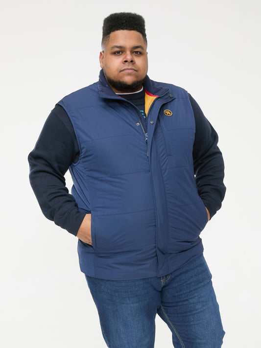 FELIPE 2 -D555 Navy Blue Padded Gilet with Contrast Colour Lining