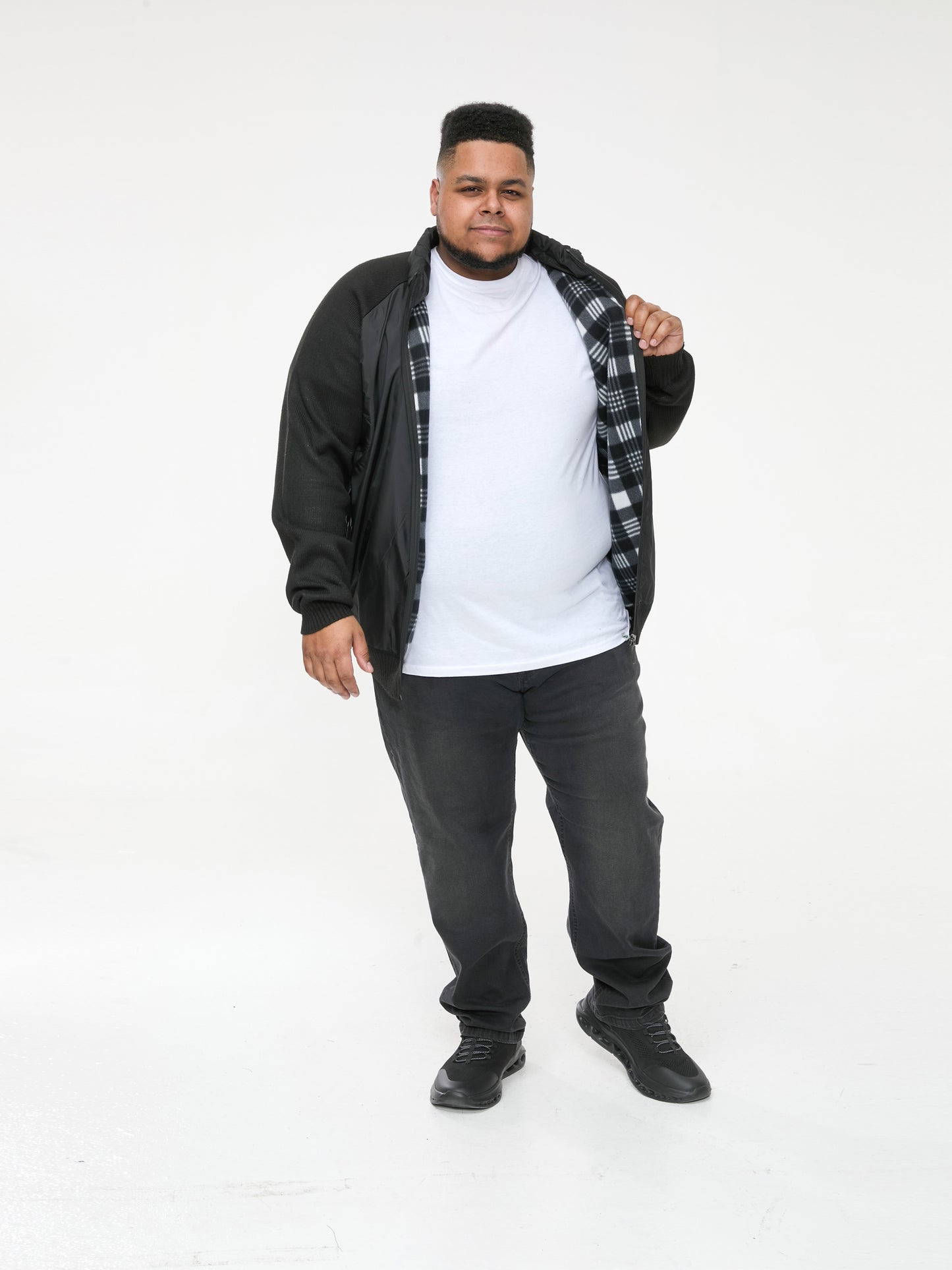 MARSDEN -D555 Black Hybrid Knitted Jacket Lined with Bonded Fleece