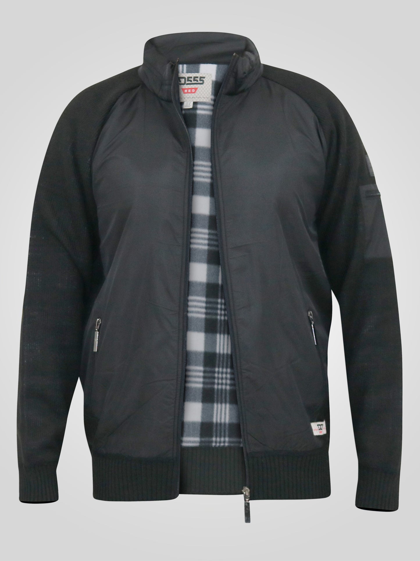 MARSDEN -D555 Black Hybrid Knitted Jacket Lined with Bonded Fleece