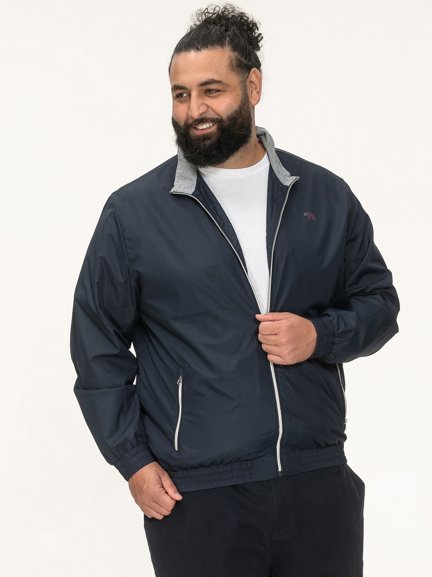 EALING-D555 Navy Blue Lightweight Zip Through Jacket with Zip Pockets