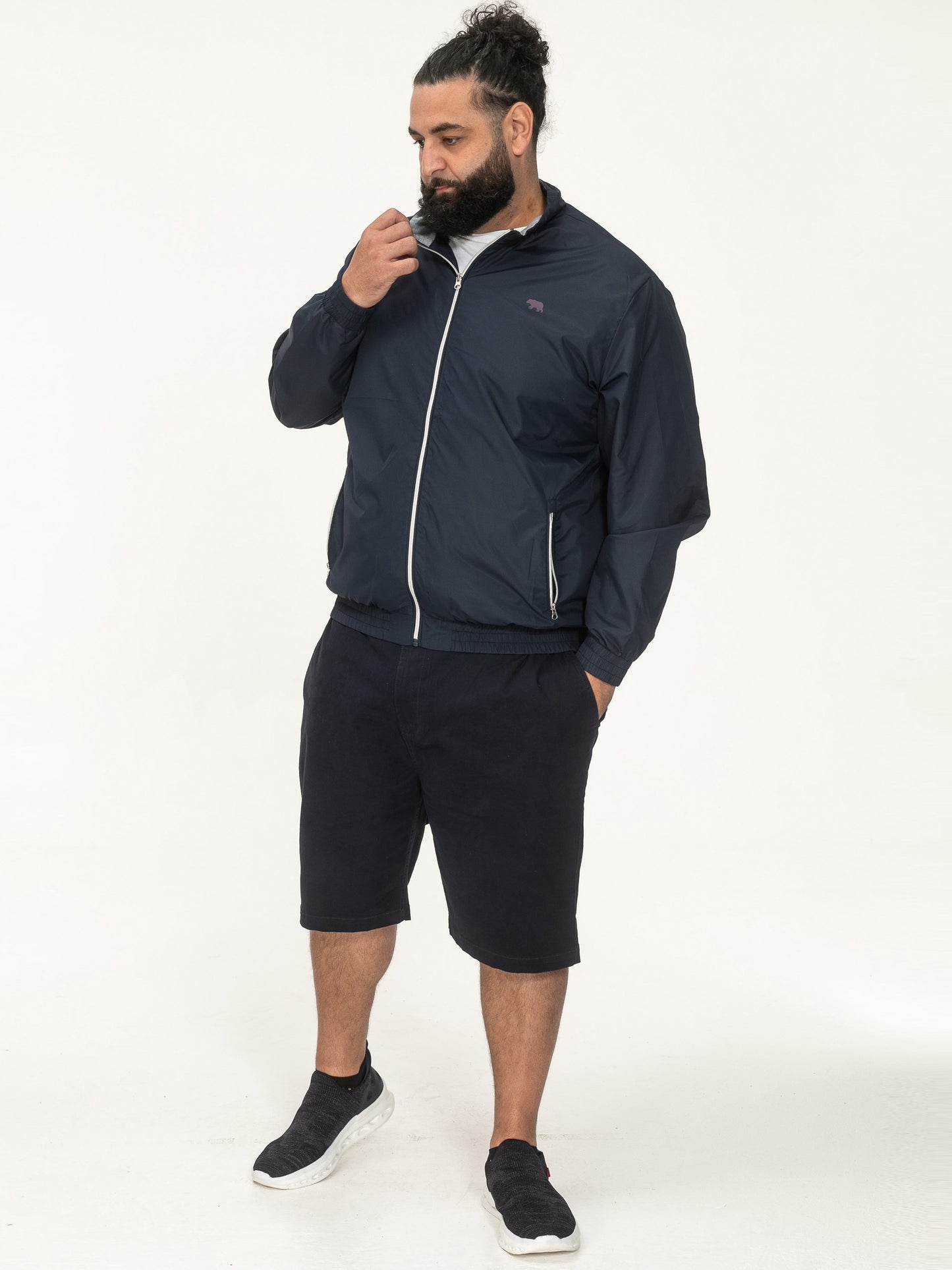 EALING-D555 Navy Blue Lightweight Zip Through Jacket with Zip Pockets