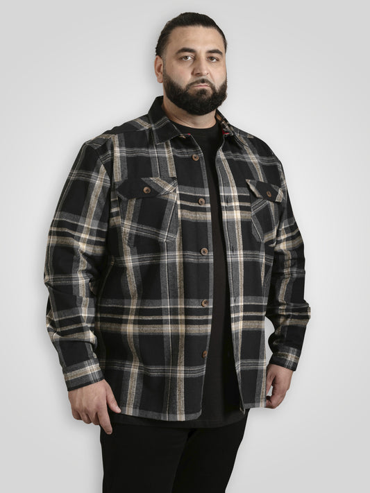 FALKIRK -D555 Black Grey Check Heavy Shacket Overshirt