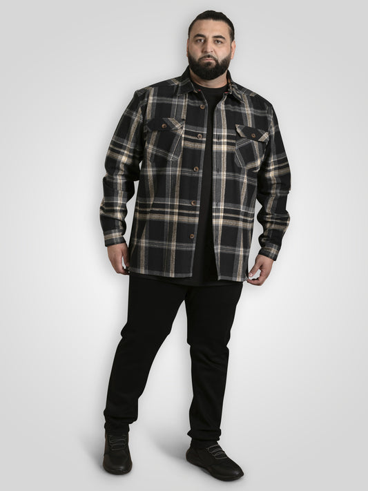 FALKIRK -D555 Black Grey Check Heavy Shacket Overshirt