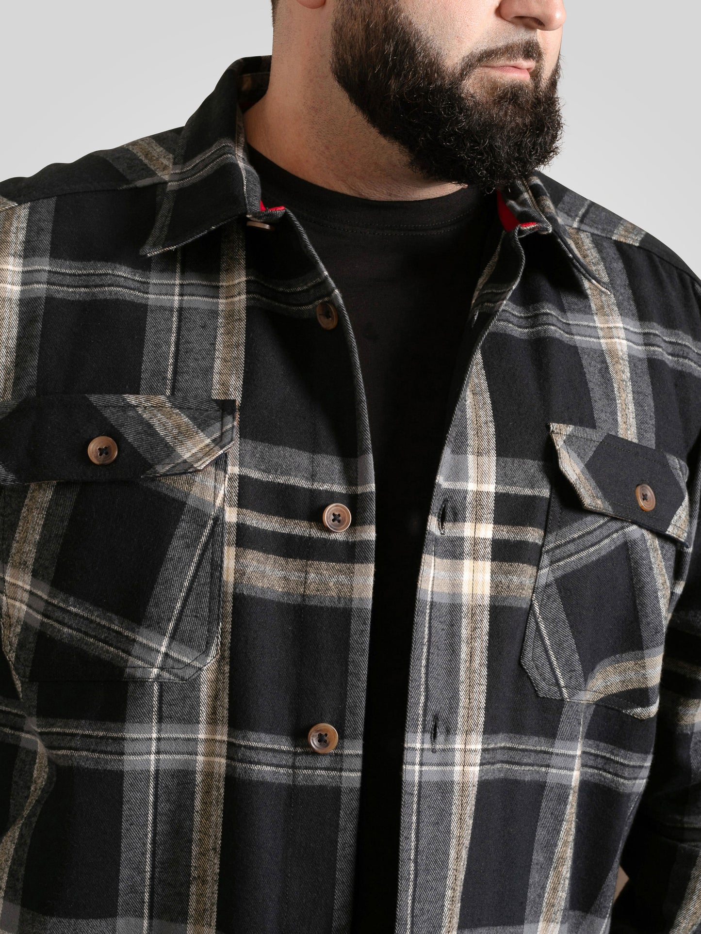 FALKIRK -D555 Black Grey Check Heavy Shacket Overshirt