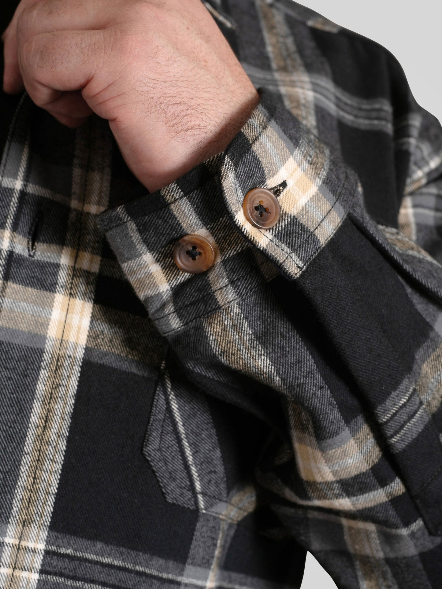 FALKIRK -D555 Black Grey Check Heavy Shacket Overshirt
