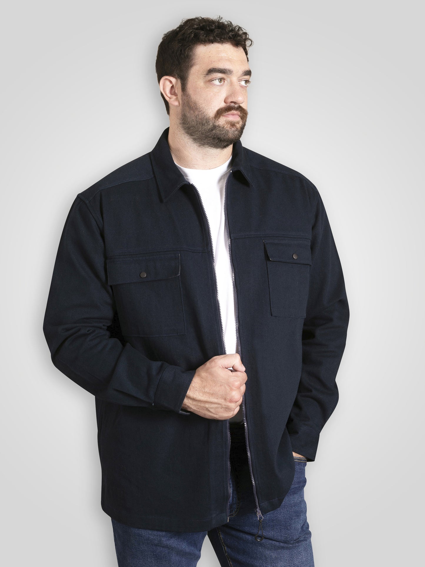 CLEVELEY -D555 Dark Navy Blue Heavy Shacket Overshirt