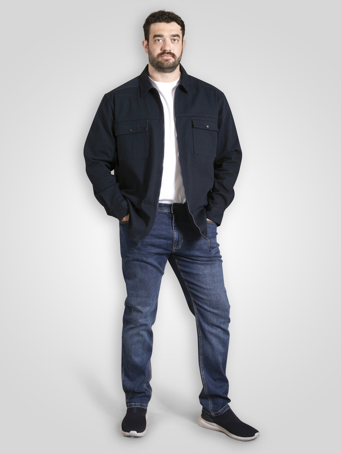 CLEVELEY -D555 Dark Navy Blue Heavy Shacket Overshirt