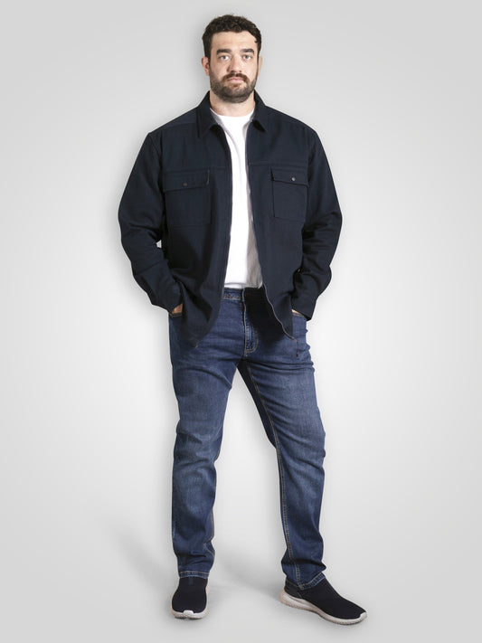 CLEVELEY -D555 Dark Navy Blue Heavy Shacket Overshirt