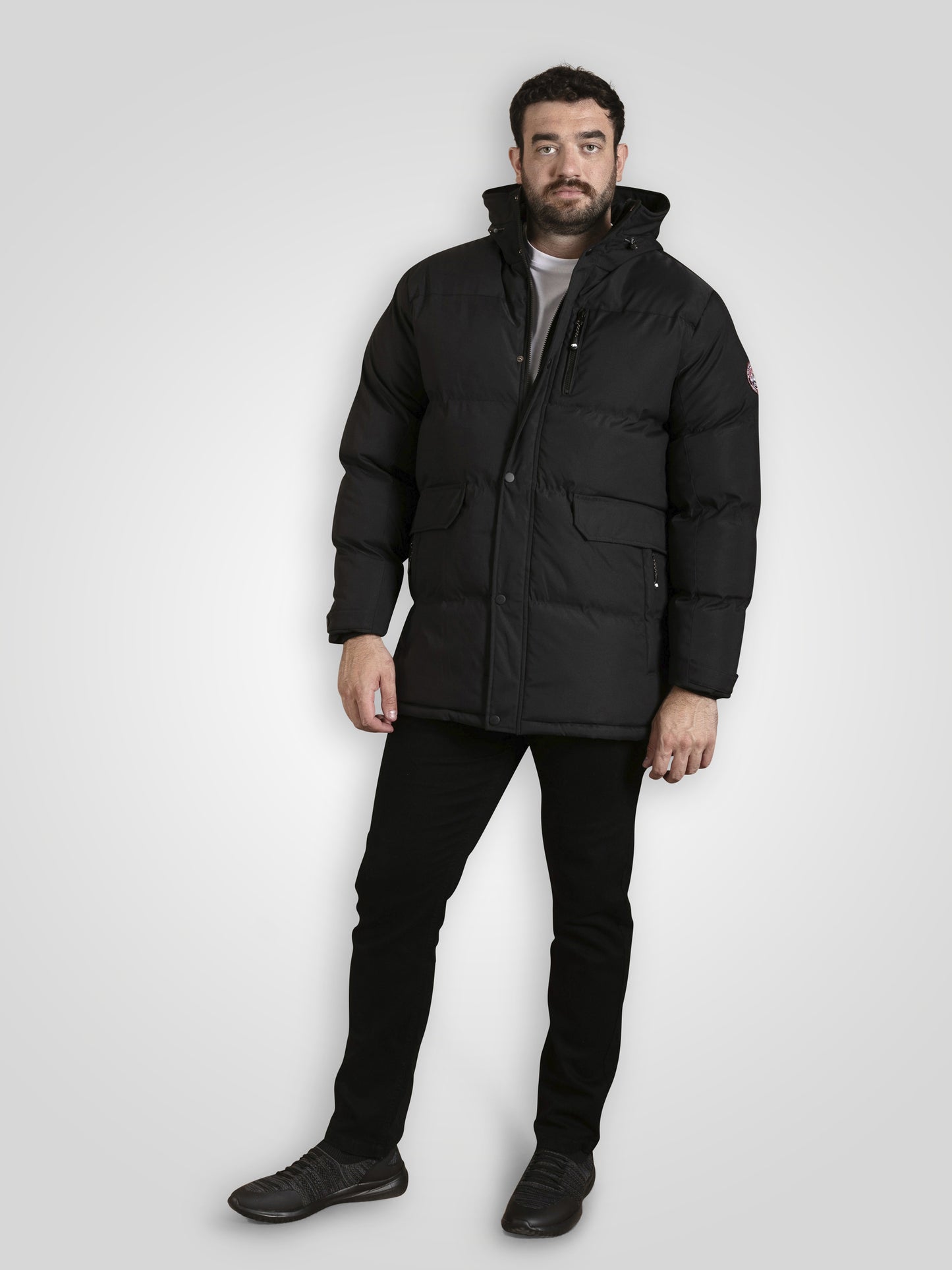 WOLVERHAMPTON -D555 Black Quilted Padded Jacket with Hood