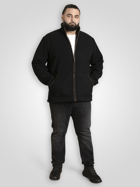 LOUTH -D555 Black Bonded Micro Fleece Jacket with Sherpa Lining
