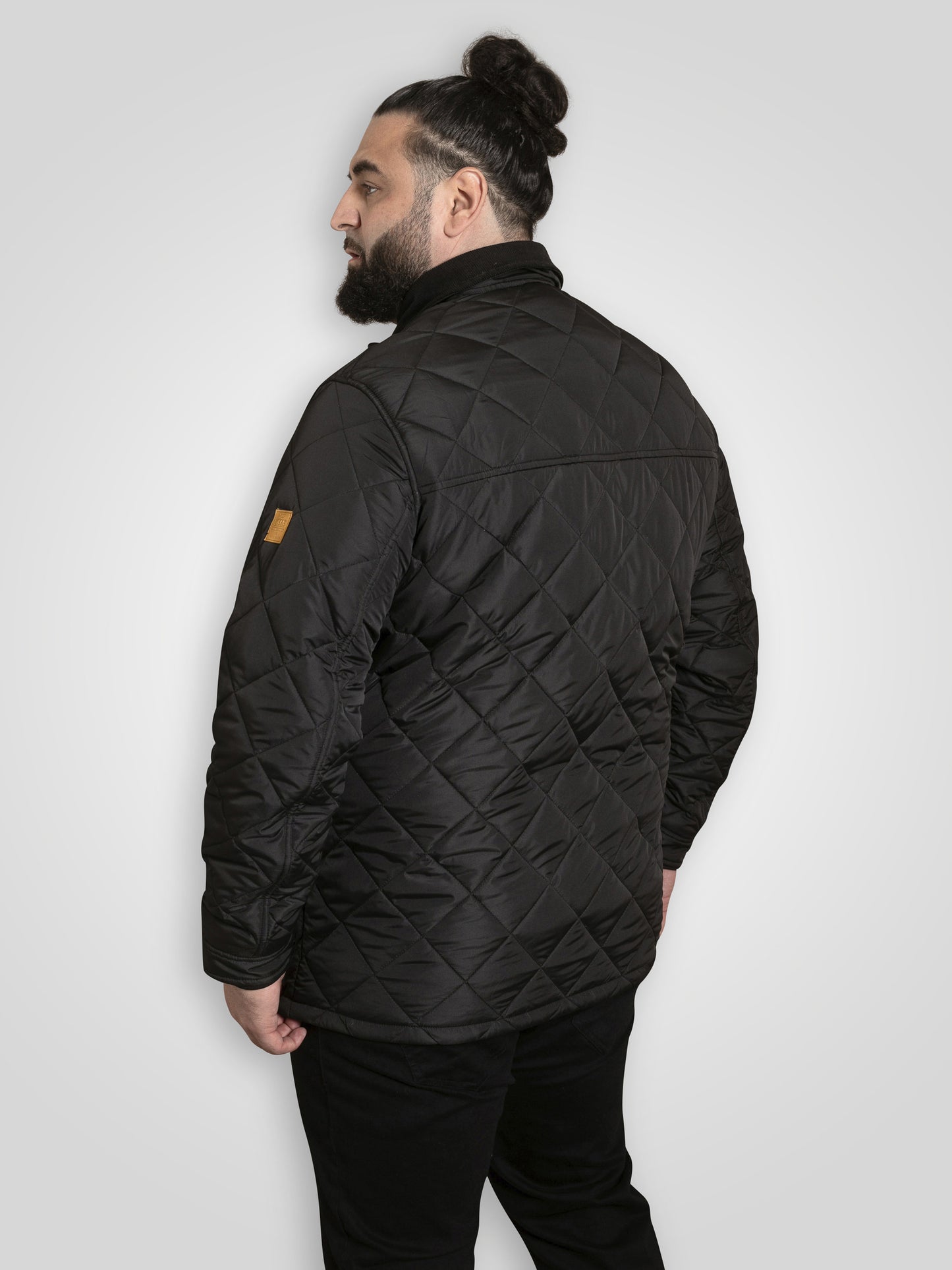 HARBOROUGH -D555 Black Quilted Jacket with Corduroy Collar