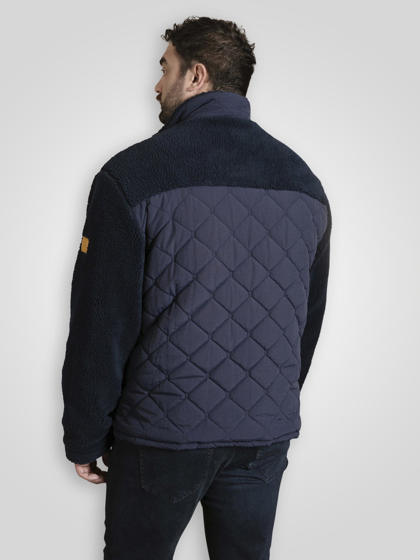NORTHAMPTON -D555 Navy Blue Hybrid Sherpa Quilted Fleece Jacket