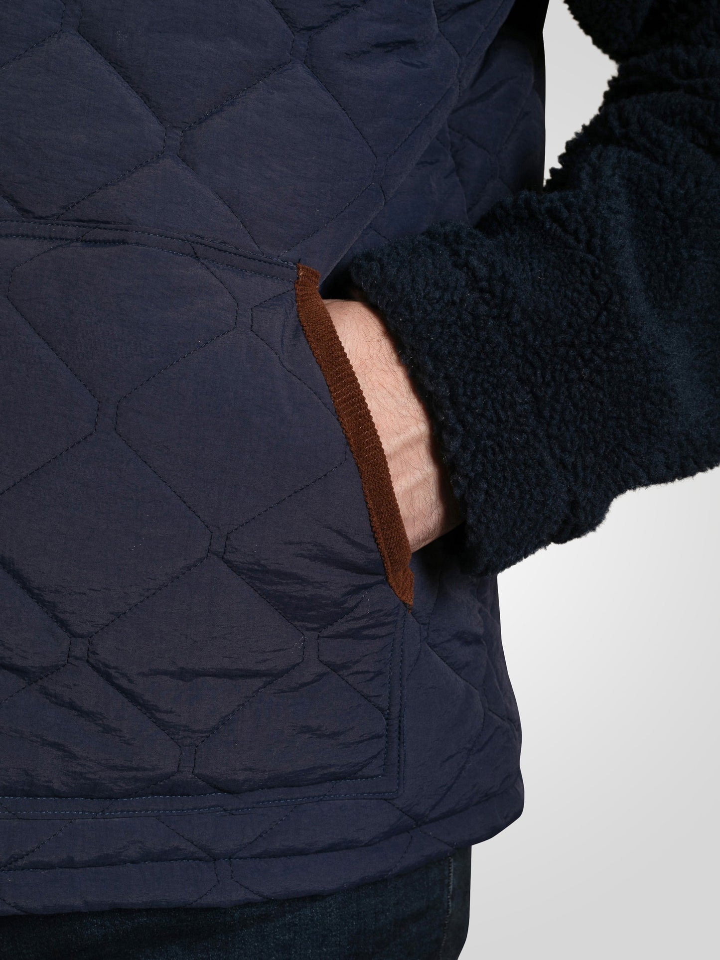 NORTHAMPTON -D555 Navy Blue Hybrid Sherpa Quilted Fleece Jacket