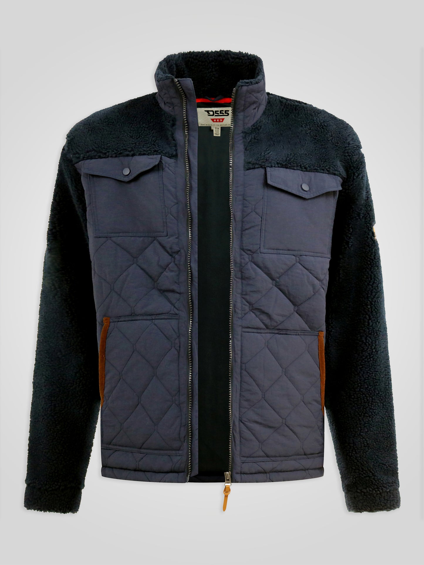 NORTHAMPTON -D555 Navy Blue Hybrid Sherpa Quilted Fleece Jacket