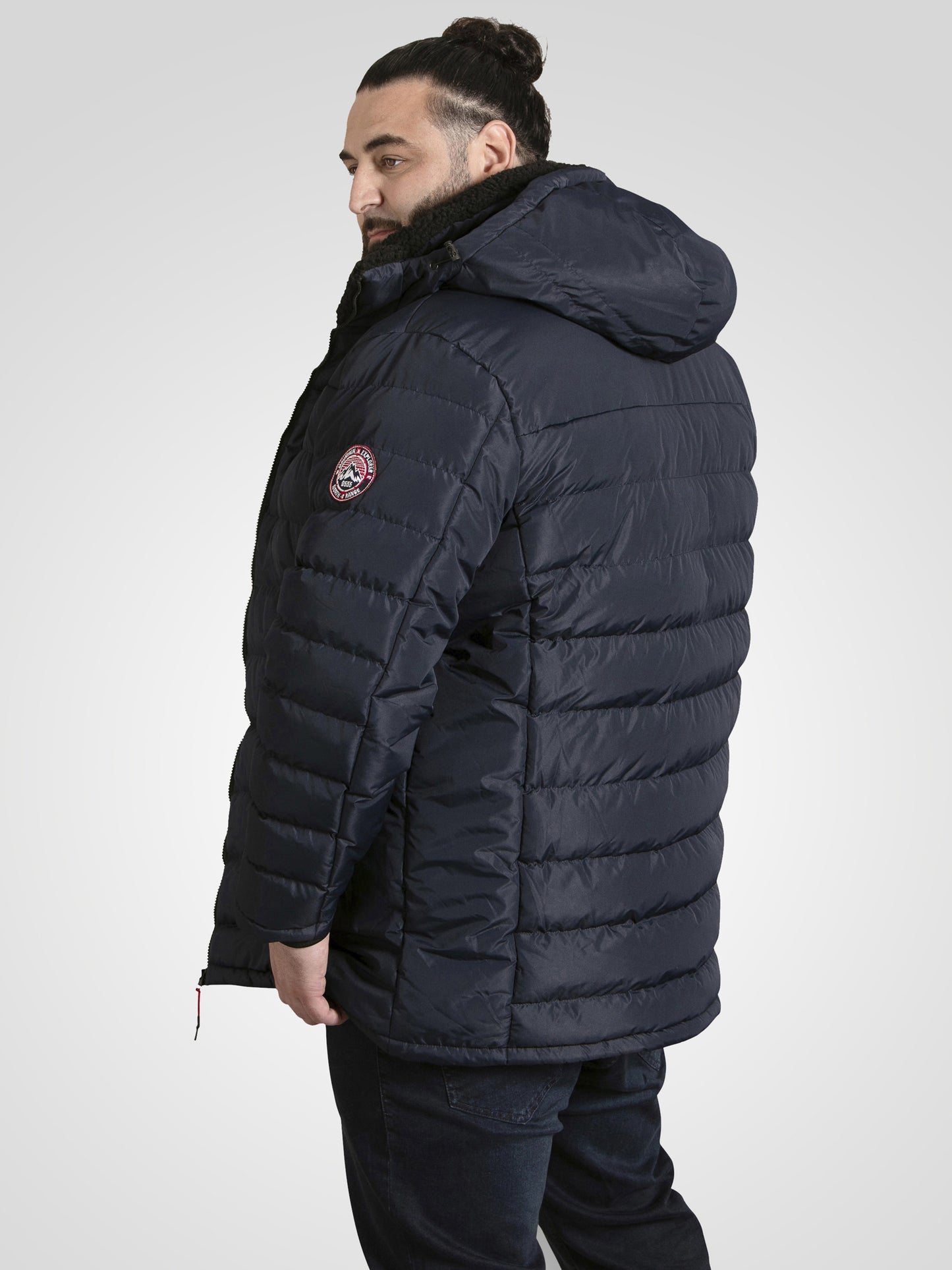 WORKINGTON -D555 Navy Blue Hooded Padded Jacket with Sherpa Lining