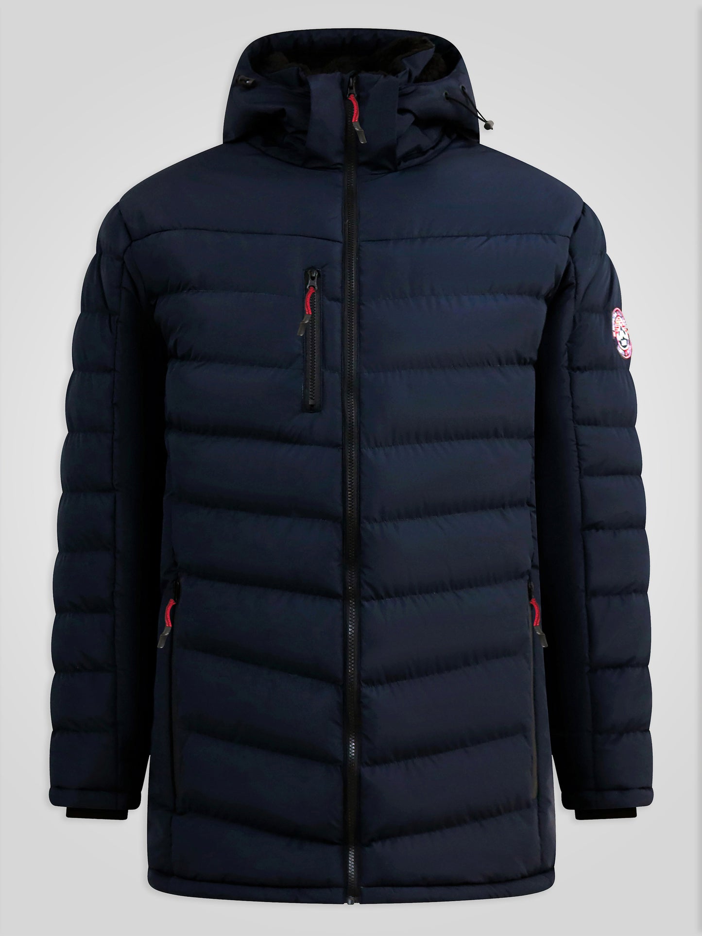 WORKINGTON -D555 Navy Blue Hooded Padded Jacket with Sherpa Lining