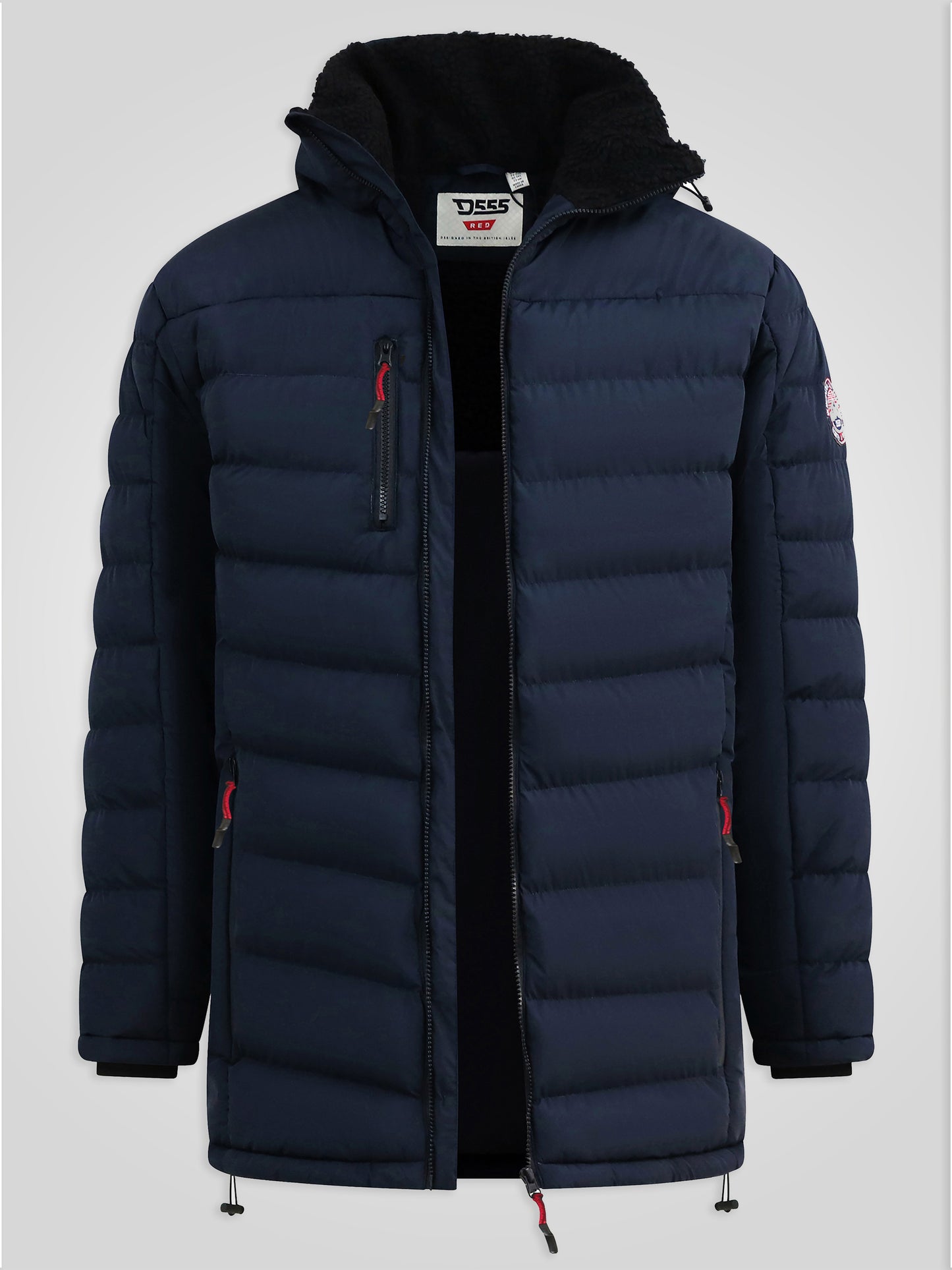 WORKINGTON -D555 Navy Blue Hooded Padded Jacket with Sherpa Lining